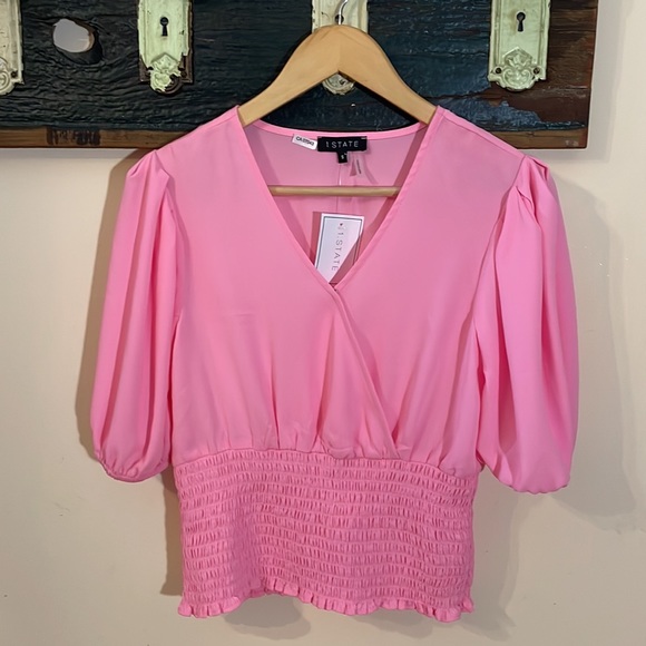 1. State Bubblegum Pink Semi-sheer Peasant Blouse Size Small - Picture 2 of 14